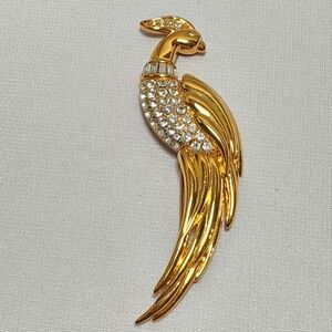 MONET Gold and Crystal Bird Of Paradise Large Brooch